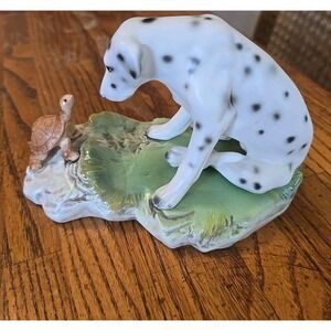 LIPPER & MANN Porcelain Dalmatian Figurine With Turtle.  Vintage. #161648
